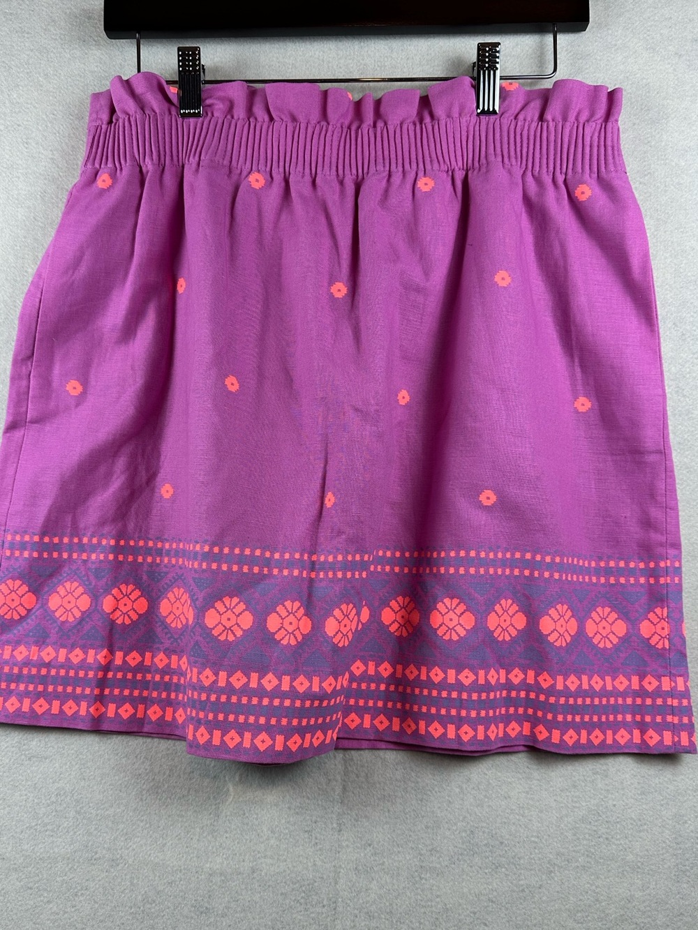 J.Crew Pink Patterned Elastic Waist Mini Skirt Size 12